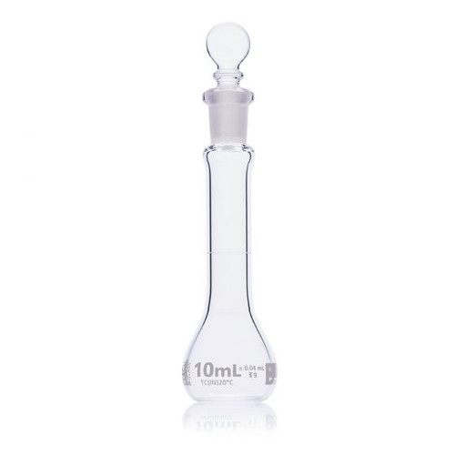 Globe Glass 10mL Volumetric Flask, Class B, To Contain, ASTM E288