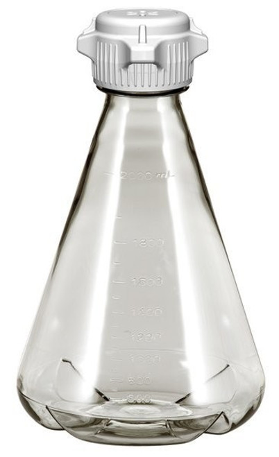 Foxx Life Sciences 2 Liter Sterile Baffled Erlenmeyer Polycarbonate Flask with Vented 53mm Cap 248-5242-OEM