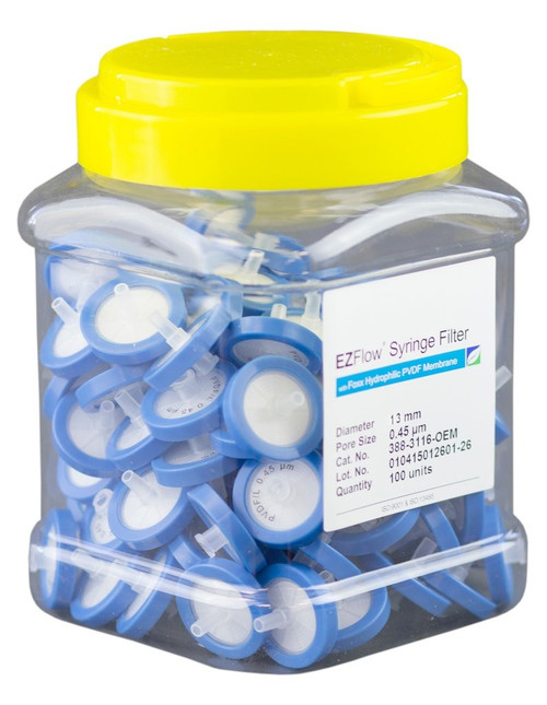 EZFlow 13mm Syringe Filter Sample Prep, 0.45um, Hydrophilic PVDF, 388-3116-OEM