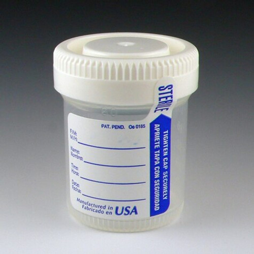 Globe Scientific Leak Resistant Containers with Patient ID Label and Thermometer Strip, 60mL