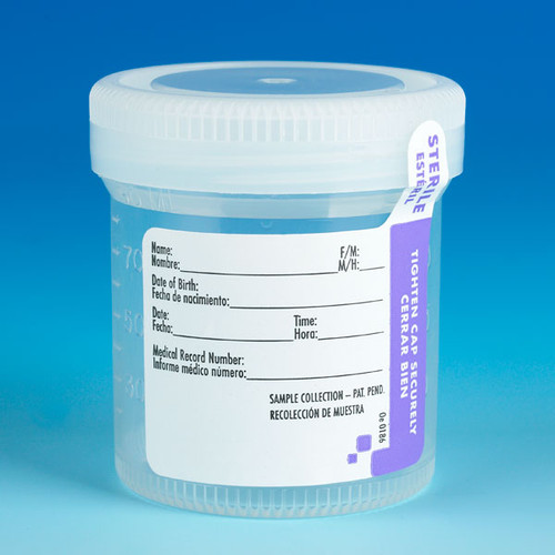 Globe Scientific Wide Mouth Leak Resistant Containers with Patient ID Label, 90mL