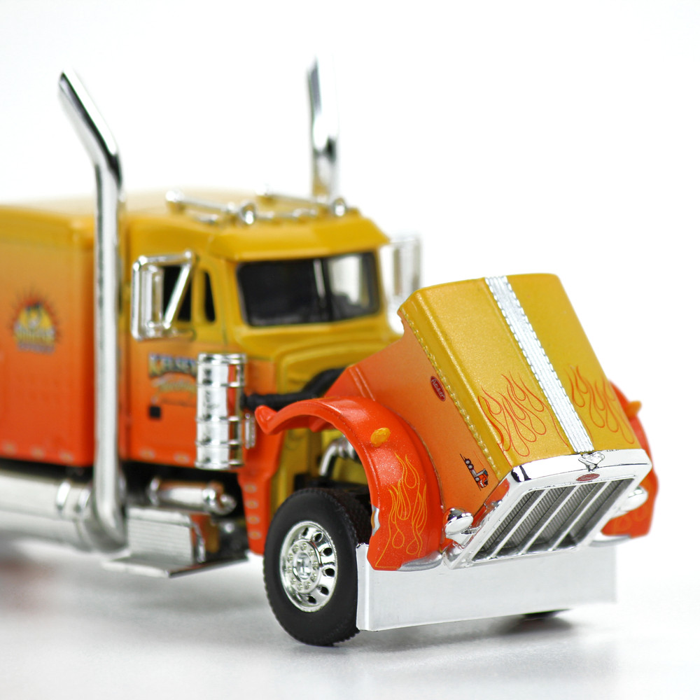 69-0700: Big Rigs #1: Kelsey's Trucking "Sunrise Express" 
1/64 Scale Peterbilt Model 359 Diecast Truck Replica