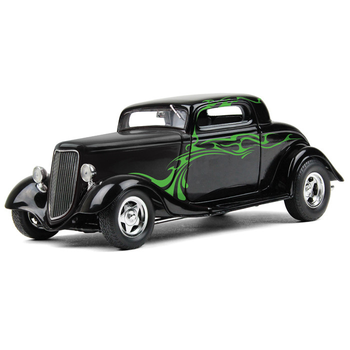 Ford street ROD POSTALCARD ミニカー　1/43 Black/Lime Green Ford Coupe Street Rod
