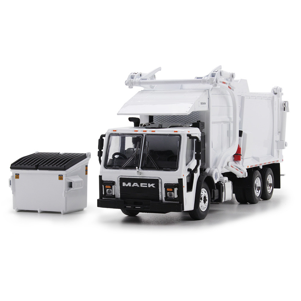 60-1795: White
1/64 scale Mack LR with McNeilus Meridian Front Load Refuse Truck and Trash Bin