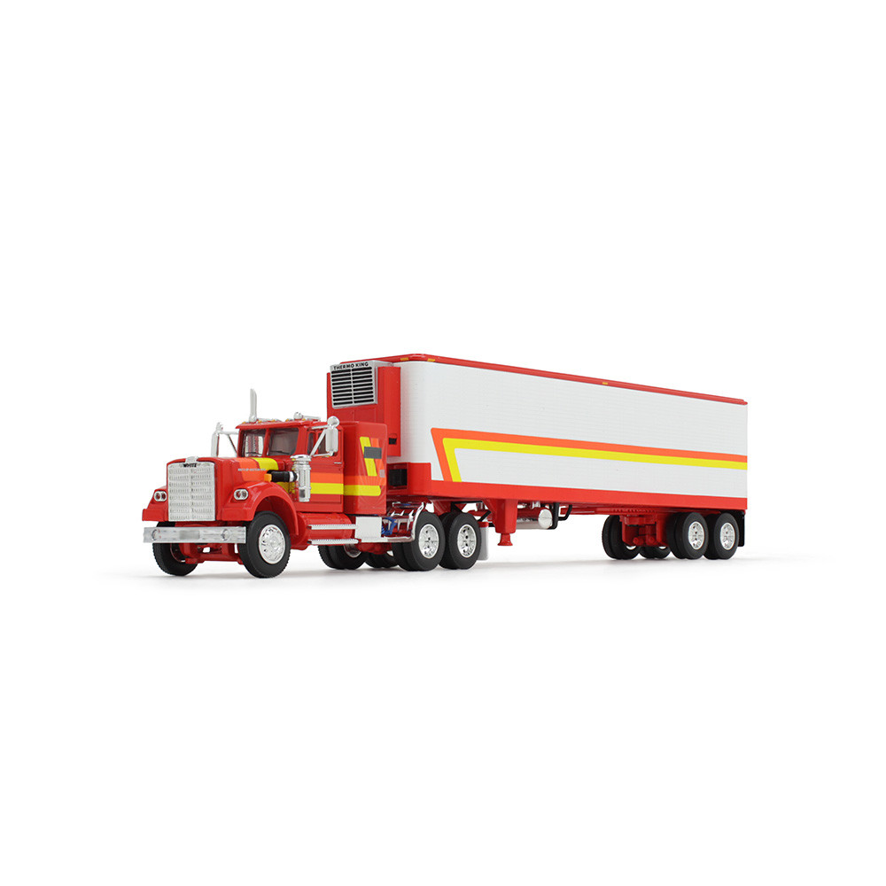 60-1945: Red/Orange/Yellow
1/64 scale White Western Star® 4900 with 36" Vintage Sleeper & 40' Vintage Trailer with Reefer