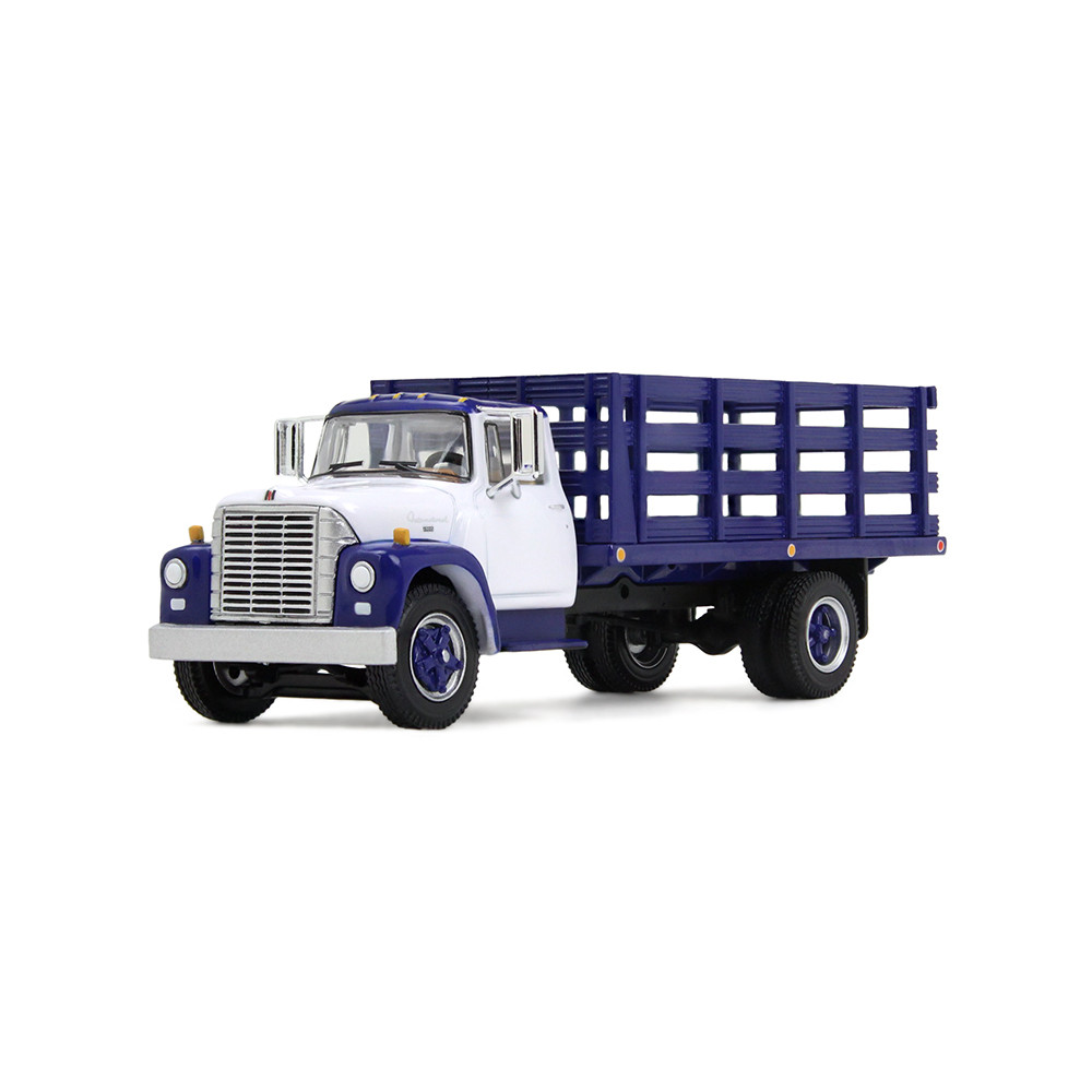 White/Navy Blue 1970s International Loadstar Stake Truck