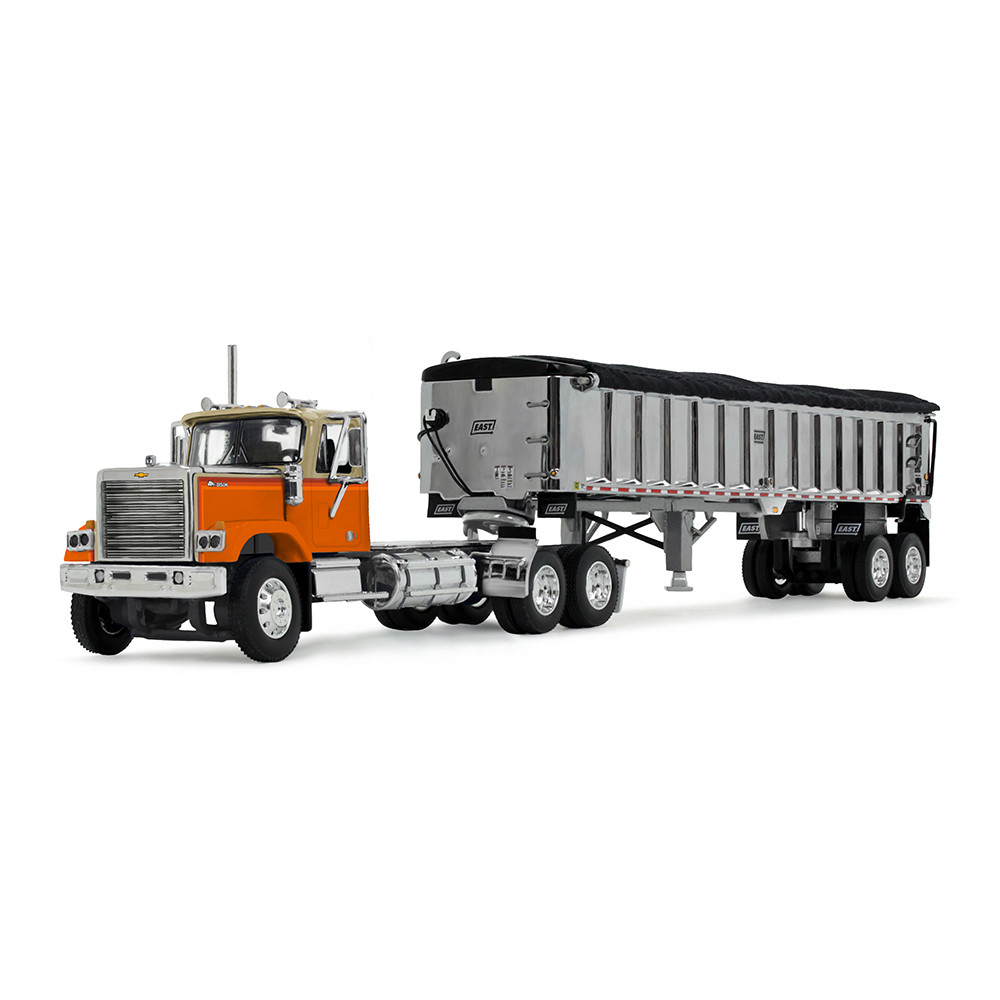 60-1925 Orange Chevrolet Bison Day Cab & East End Dump Trailer