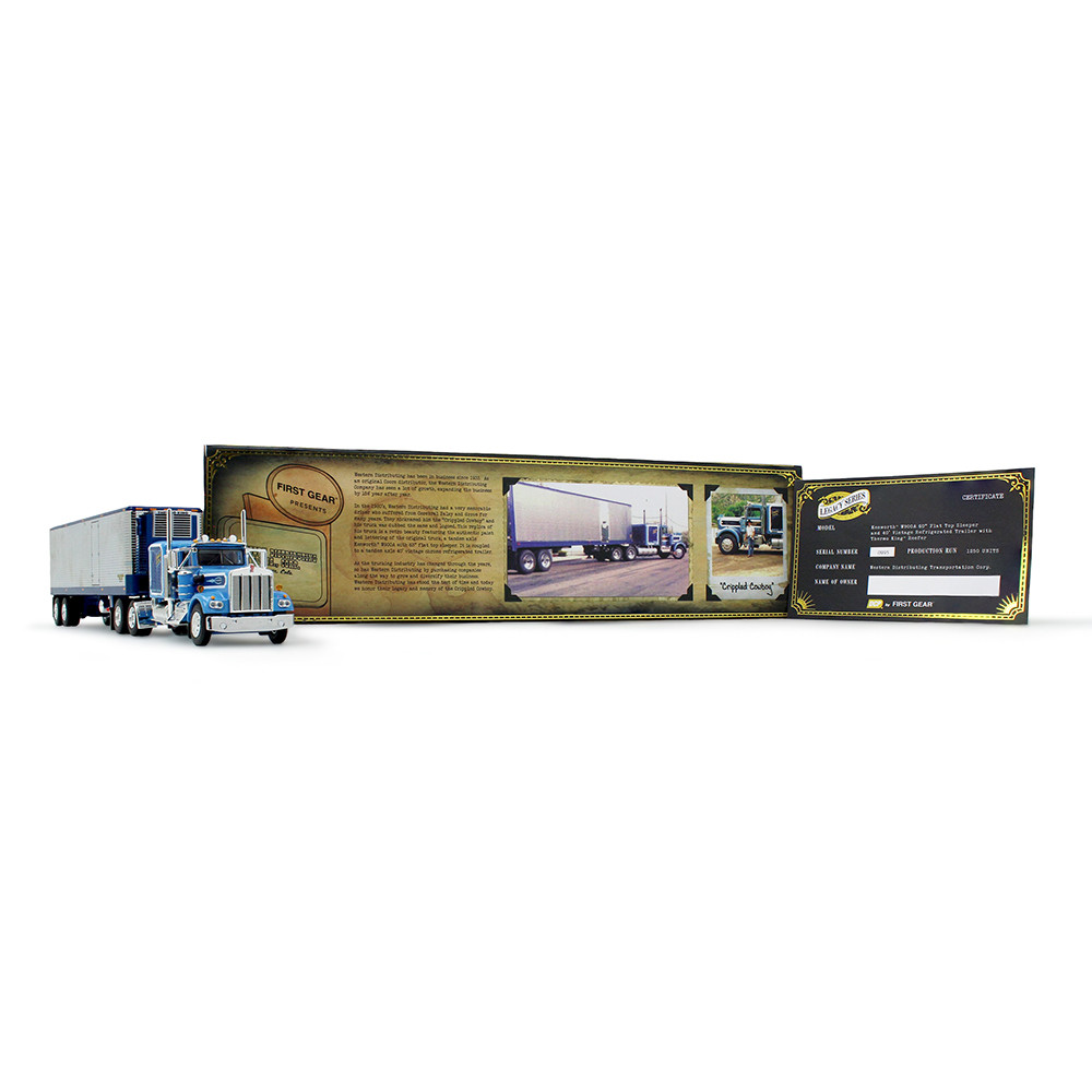 Legacy Series #2: Western Distributing "Crippled Cowboy" Kenworth W900A with 60" Flat Top Sleeper & 40' Vintage Trailer with Reefer