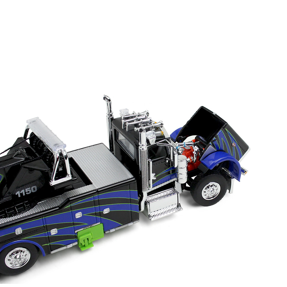 Black/Blue/Green Peterbilt Model 389 Day Cab with Miller Century
