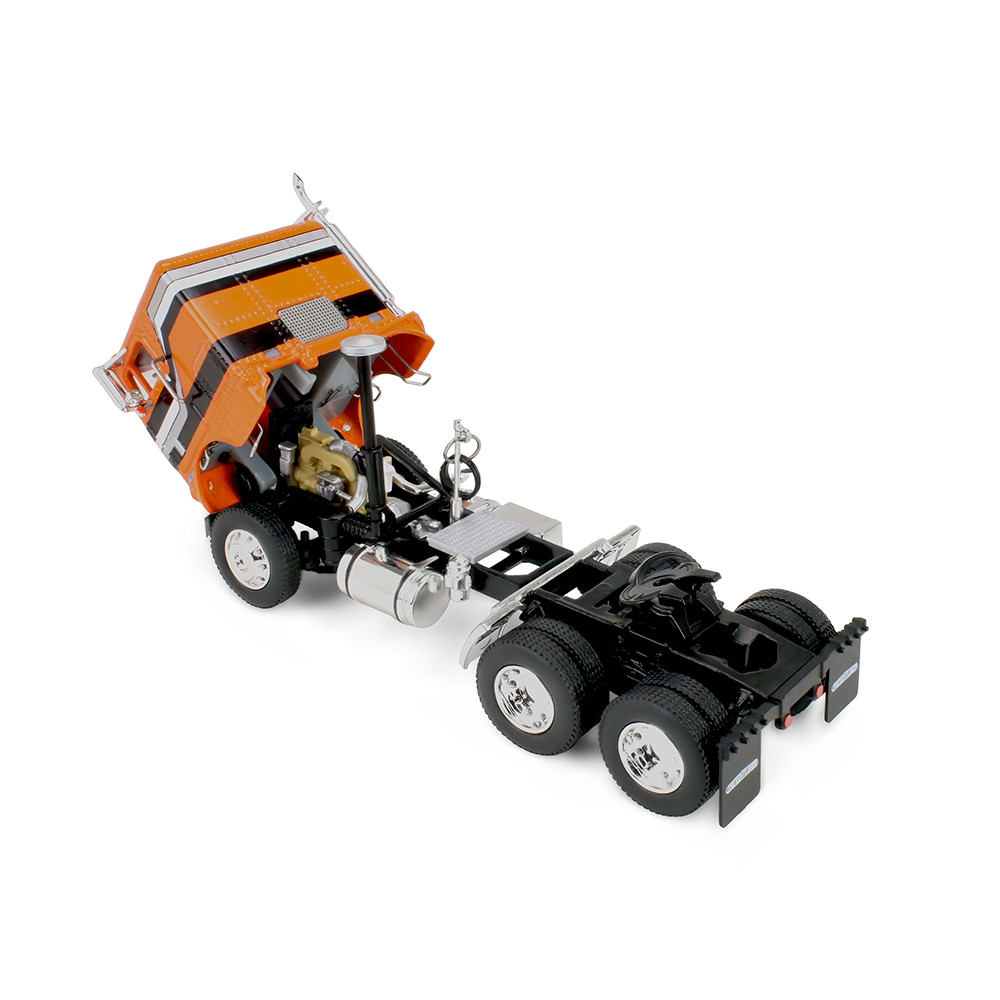Orange/Black Freightliner COE & 45' Wilson Vintage Livestock Trailer