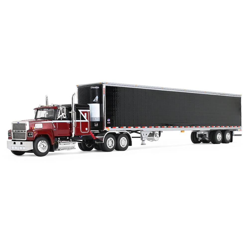 Volcano Red Ford LTL 9000 with 48" Flat Top Sleeper & 53' Utility Trailer with Reefer