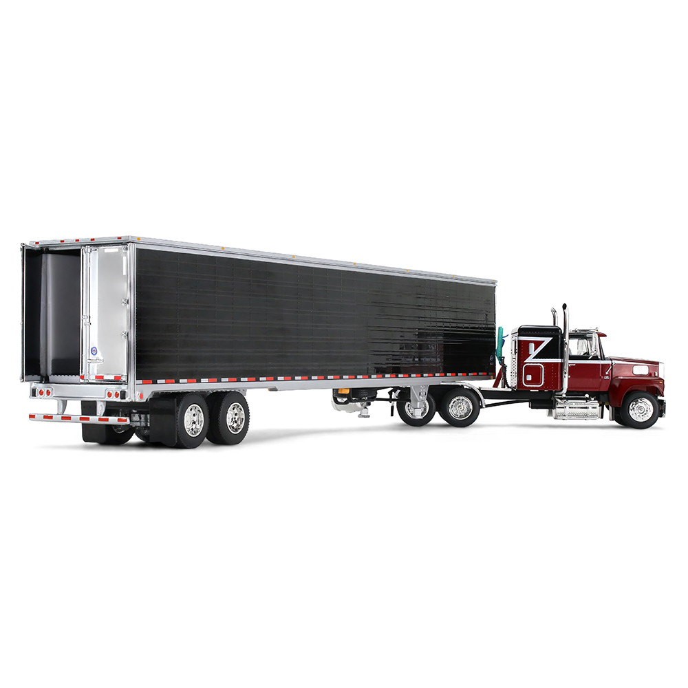 Volcano Red Ford LTL 9000 with 48" Flat Top Sleeper & 53' Utility Trailer with Reefer