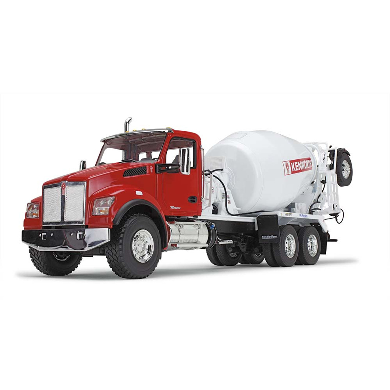 Red/White Kenworth T880S with McNeilus Bridgemaster Mixer