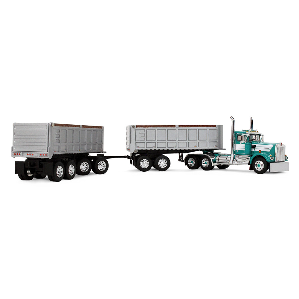 Turquoise/White 1/64 Kenworth W900A Day Cab & 22' Dual End Dump