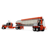 Orange/Black Peterbilt Model 379 with 48" Flat Top Sleeper & Walinga Bulk Feed Trailer Orange/Black Peterbilt Model 379 with 48" Flat Top Sleeper & Walinga Bulk Feed Trailer