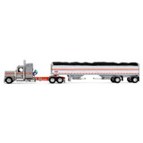 Silver/Orange Peterbilt Model 589 with 58" Mid-Roof Sleeper & 50' Wilson Pacesetter Grain Trailer