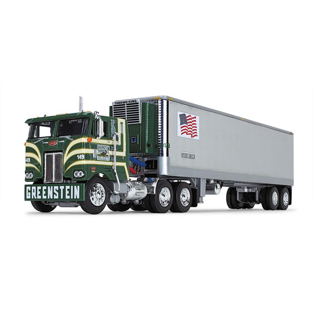 60-1428: Fallen Flag #46: Greenstein Trucking Company
1/64 scale Peterbilt Model 352 COE 86" Sleeper & 40' Vintage Trailer with Reefer