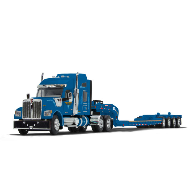 60-1723: Western Distributing
1/64 scale Kenworth W990 with 76" Mid-Roof Sleeper & Fontaine Magnitude Tri-Axle Lowboy Trailer with Flip Tail