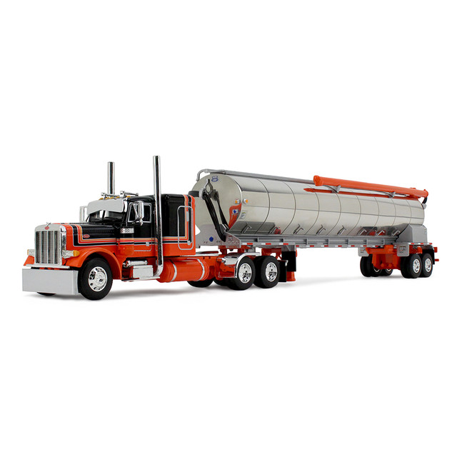 Orange/Black Peterbilt Model 379 with 48" Flat Top Sleeper & Walinga Bulk Feed Trailer Orange/Black Peterbilt Model 379 with 48" Flat Top Sleeper & Walinga Bulk Feed Trailer