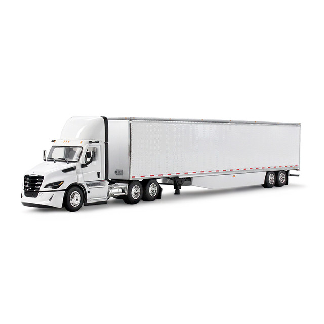 White/White Freightliner Fifth Generation Cascadia Day Cab & 53' Utility Trailer with Skirts