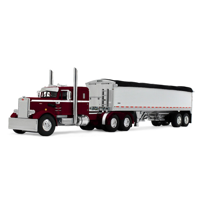 Dark Cherry/White Peterbilt Model 351 with 36" Sleeper & 45' Wilson Pacesetter Grain Trailer