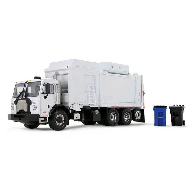 White Peterbilt Model 520 with McNeilus CNG ZR Automated Side Load Refuse Body & Trash Carts