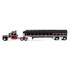 Black/Red Kenworth W900A with 60" Aerodyne Sleeper & 53' Wilson Roadbrute Flatbed Trailer with Covered Wagon