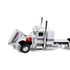 White/Black Peterbilt Model 389 with 36" Flat Top Sleeper & Fontaine Magnitude Tri-Axle Lowboy Trailer