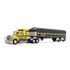 Yellow/Black Ford LTL 9000 with 60" Aerodyne Sleeper & 53' Wilson Roadbrute Flatbed Trailer with Covered Wagon