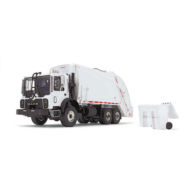 White Mack TerraPro with McNeilus Rear Loader & Trash Carts