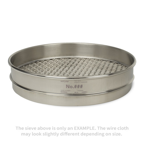 1 3/4" (45 mm) Stainless Steel/Stainless Steel 12" ASTM E11 Test Sieve HALF Height