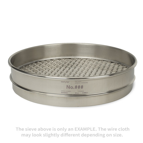 1/2" (12.5 mm) Stainless Steel/Stainless Steel 12" ASTM E11 Test Sieve HALF Height