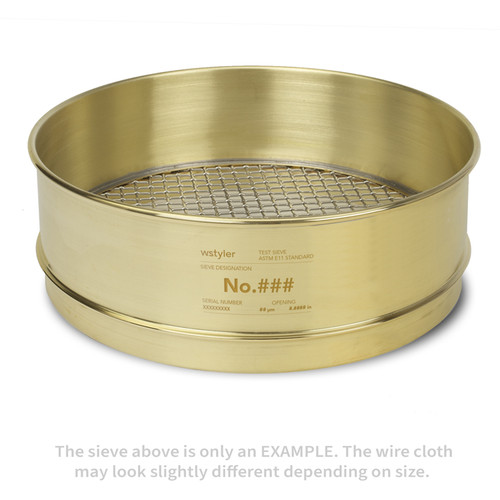 4.24" (106 mm) Brass/Stainless Steel 12" ASTM E11 Test Sieve FULL Height