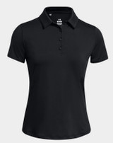 UA Playoff SS Ladies Polo Black Front.png