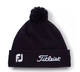 Titleist Tour Pom Pom Beanie Black-White.png