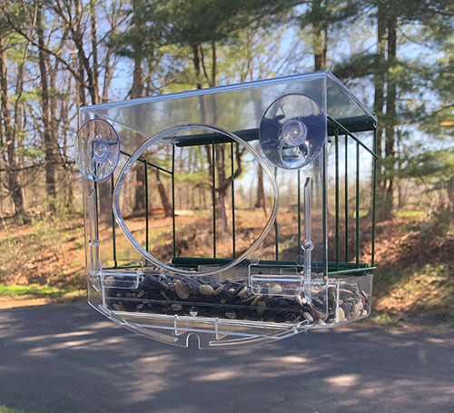 3-Sided Window Bird Feeder with Pigeon Guard Combo