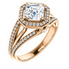 Rose Gold Asscher Cut Halo Engagement Ring