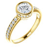 Yellow Gold Round Cut Diamond Accents Engagement Ring