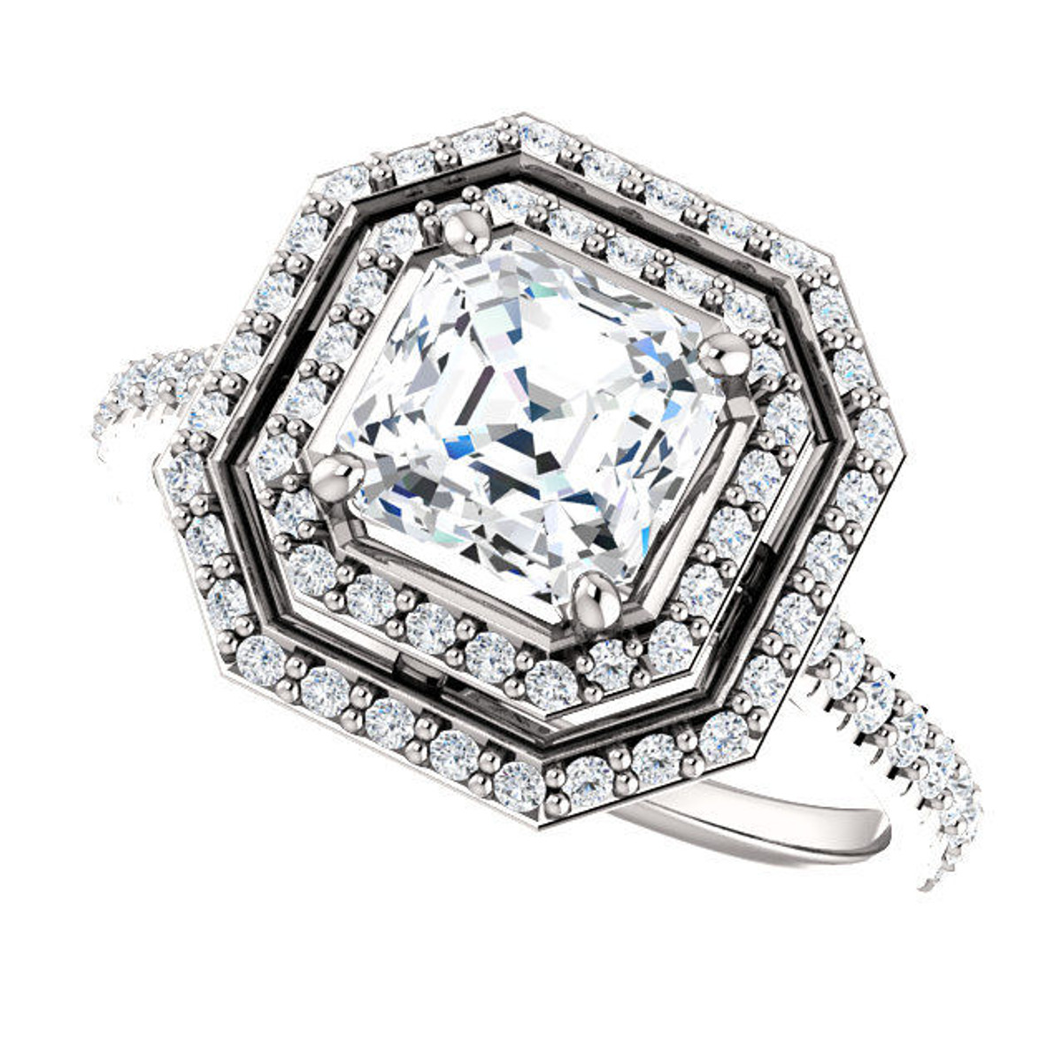 Platinum Double Halo Diamond Engagement Ring