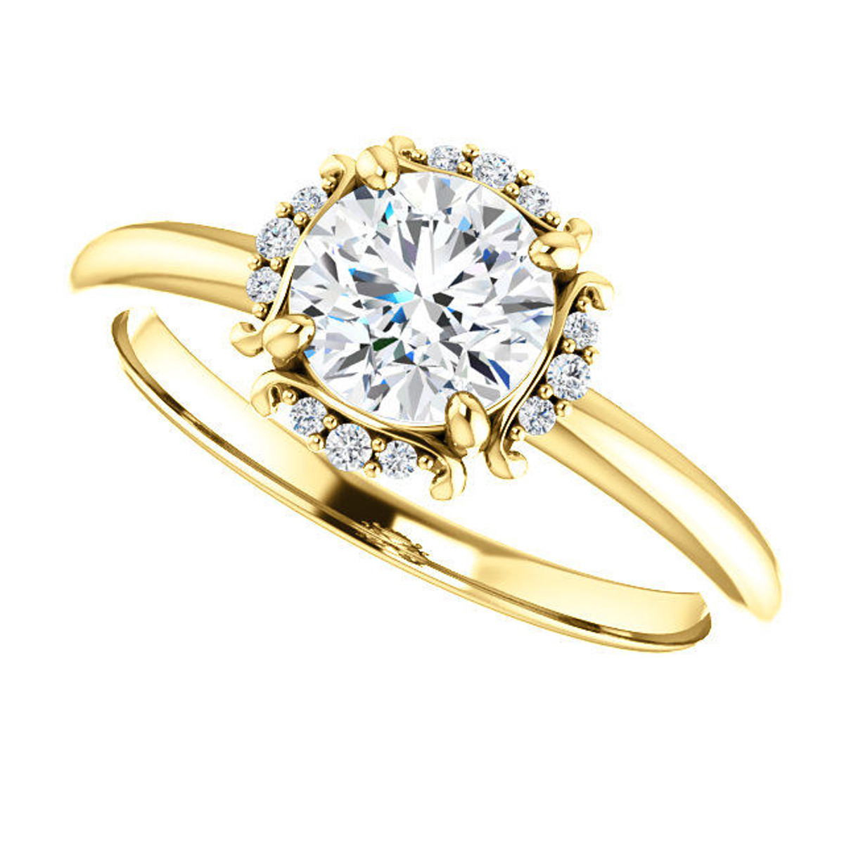 Yellow Gold Diamond Accent Engagement Ring