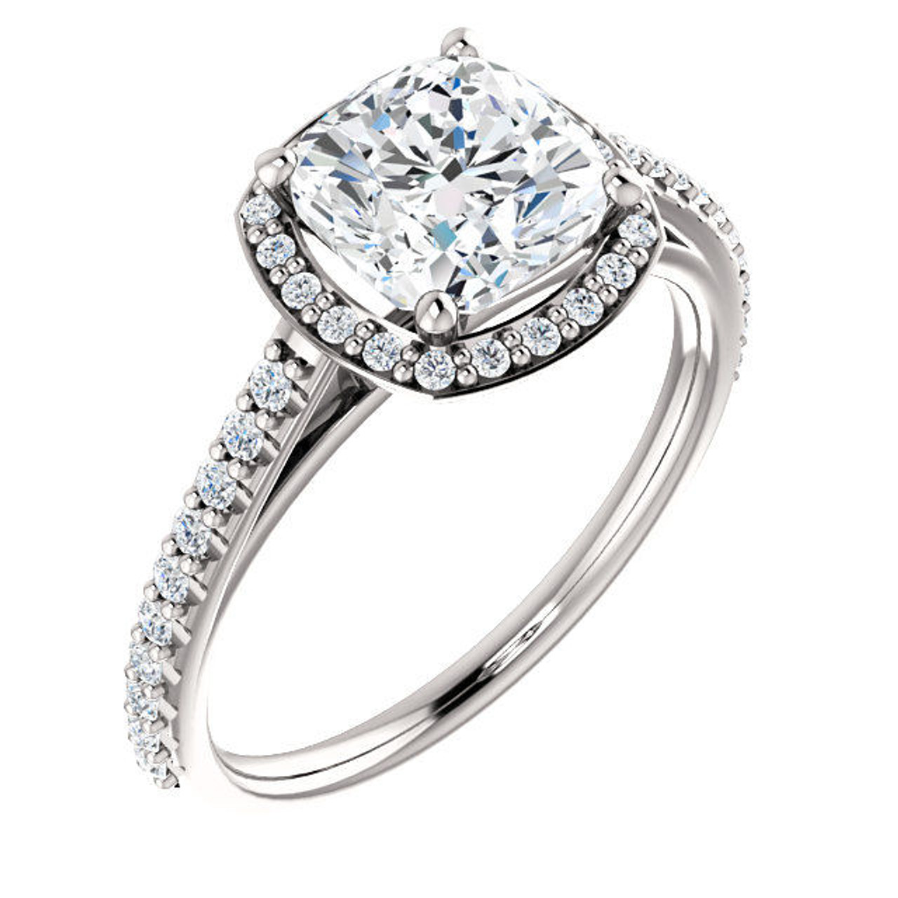 Cushion Cut Diamond Engagement Ring with Halo