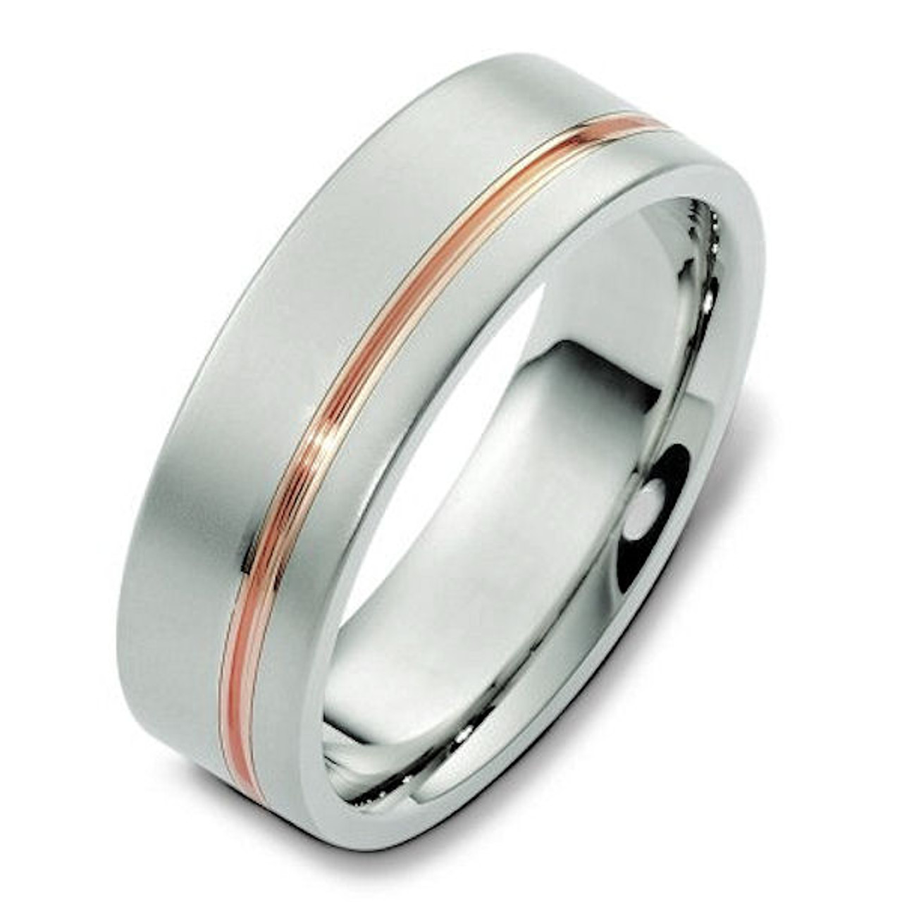 White gold rose store gold mens wedding band