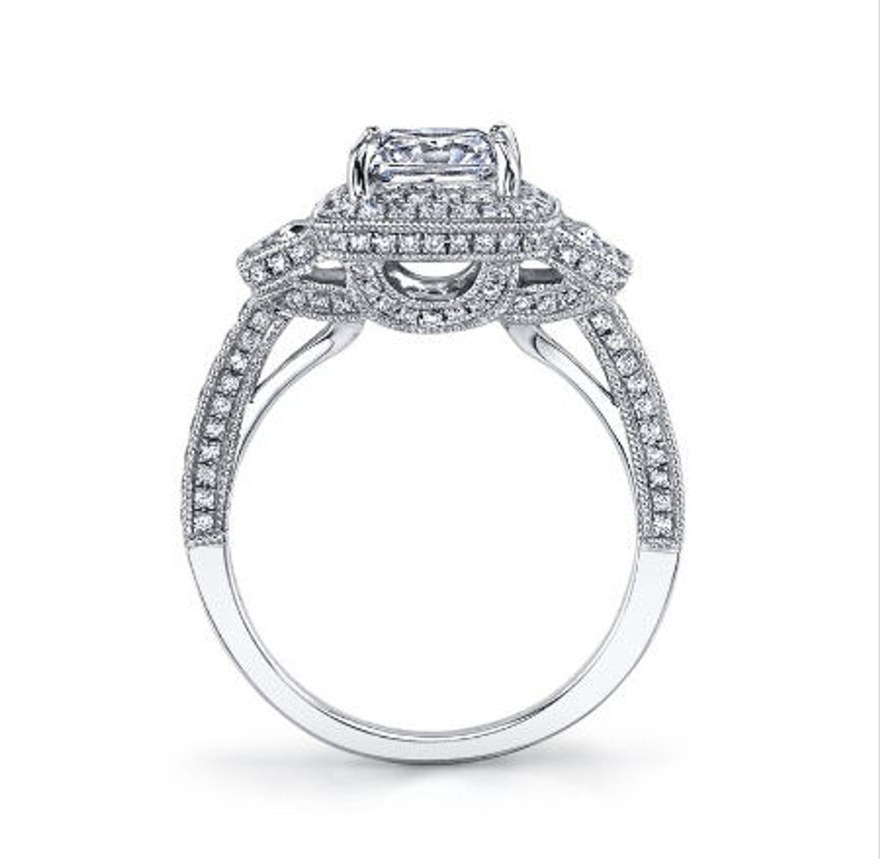 Princess Cut Double Halo Vintage Ring | Princess Jewelry