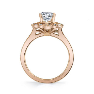 Rose Gold Floral Halo Engagement Ring | Princess Jewelry