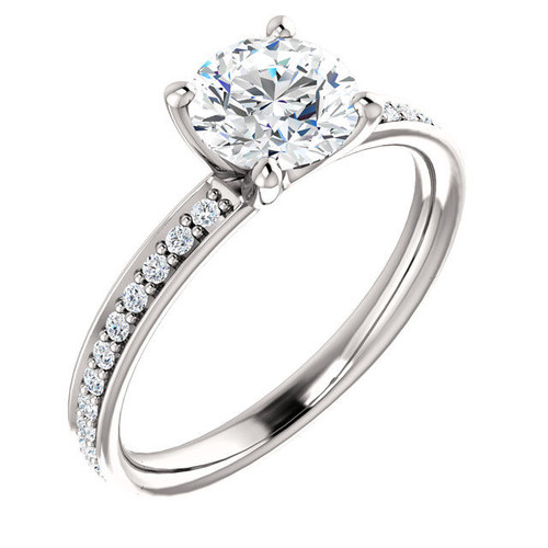 White Gold Classic Diamond Accent Engagement Ring