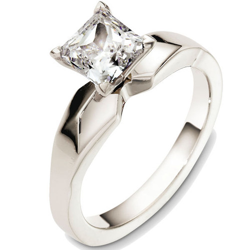 White Gold Solitaire Princess Cut Engagement Ring