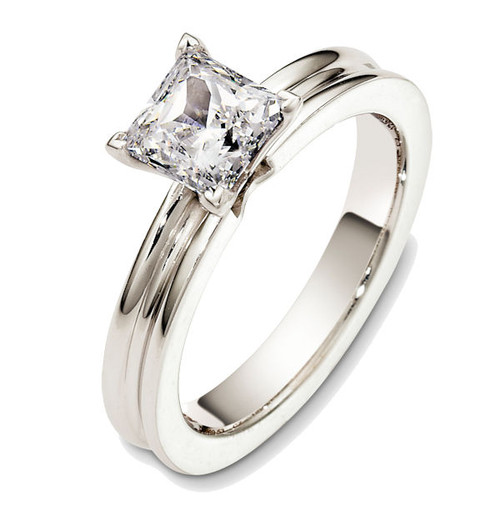 White Gold Solitaire Princess Cut Engagement Ring
