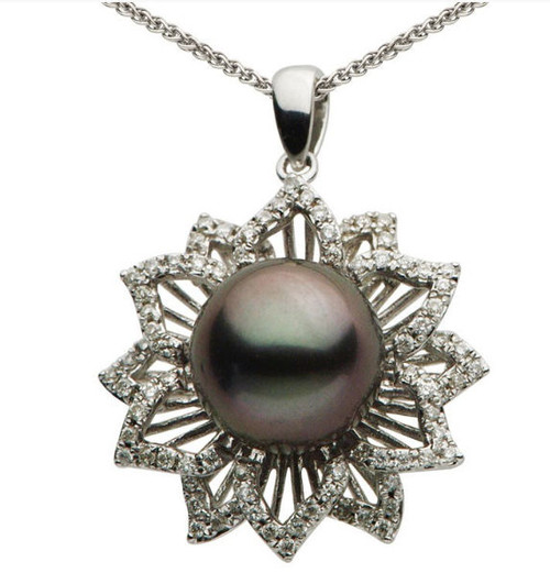 Black Tahitian Pearl & Diamond Pendant