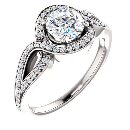 White Gold Twisted Halo Engagement Ring