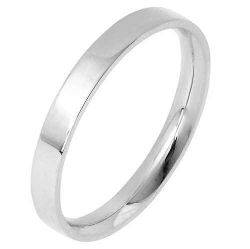 White Gold 3.0 mm Wide Flat Comfort Fit Wedding Band